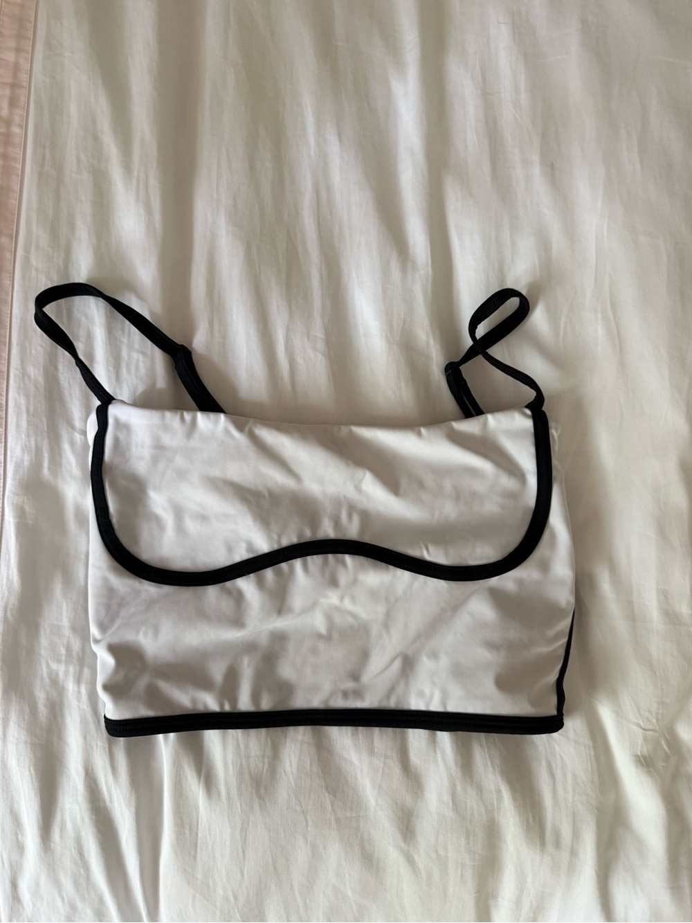 Move With You White with Black Trim Crop Athletic Tank Top
